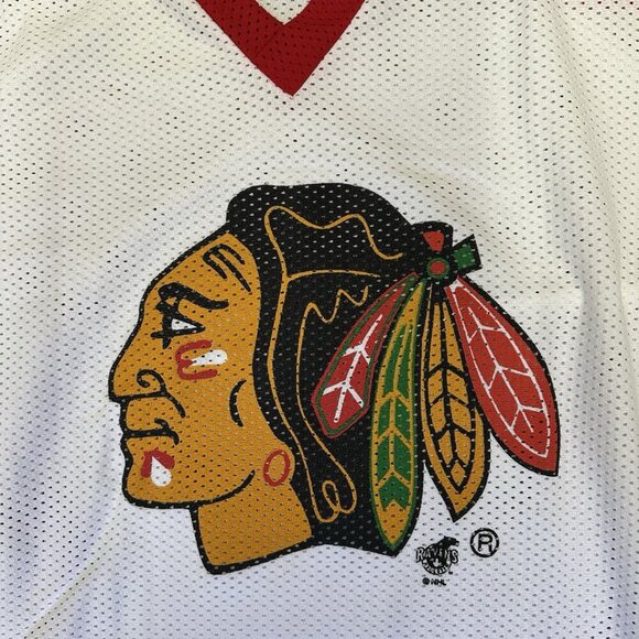 Vintage Chicago Blackhawks Ravens Size XL Jersey Made in Canada Red Black White - Picture 4 of 6